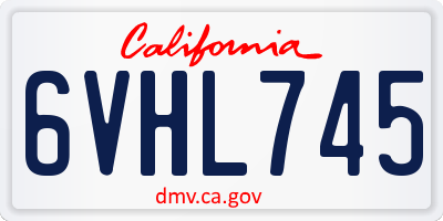 CA license plate 6VHL745