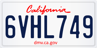 CA license plate 6VHL749