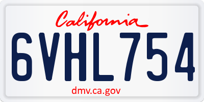 CA license plate 6VHL754