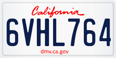 CA license plate 6VHL764