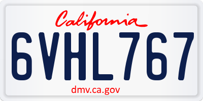 CA license plate 6VHL767