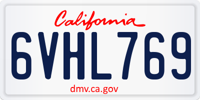 CA license plate 6VHL769