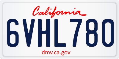 CA license plate 6VHL780