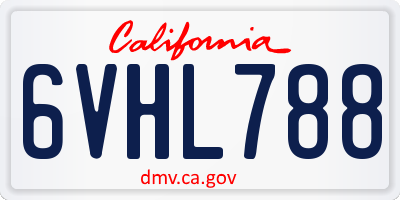 CA license plate 6VHL788