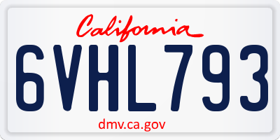CA license plate 6VHL793