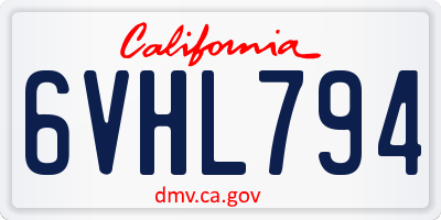 CA license plate 6VHL794
