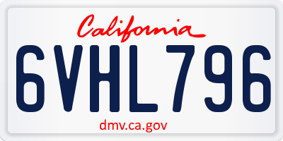CA license plate 6VHL796