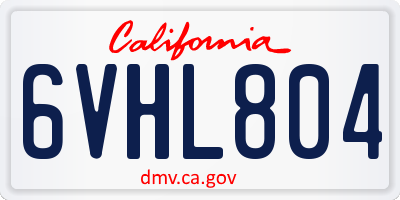 CA license plate 6VHL804