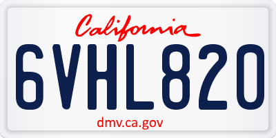 CA license plate 6VHL820