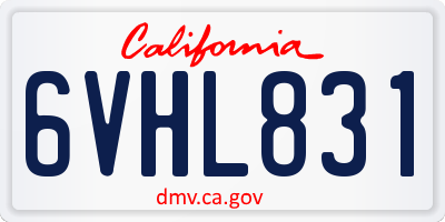 CA license plate 6VHL831