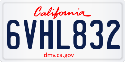 CA license plate 6VHL832