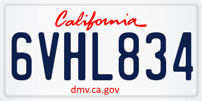 CA license plate 6VHL834