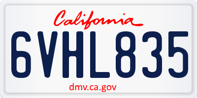 CA license plate 6VHL835