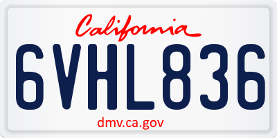 CA license plate 6VHL836