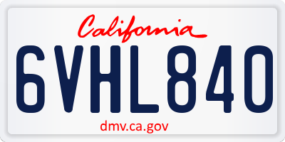 CA license plate 6VHL840