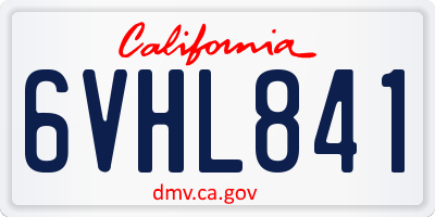 CA license plate 6VHL841