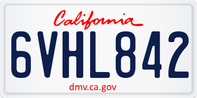 CA license plate 6VHL842