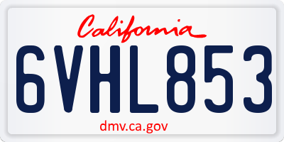 CA license plate 6VHL853