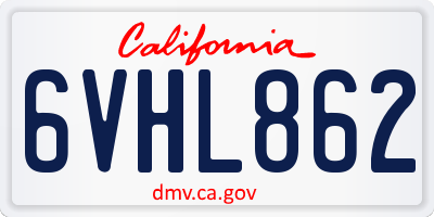 CA license plate 6VHL862