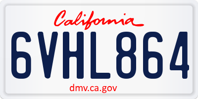 CA license plate 6VHL864