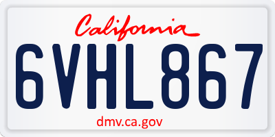 CA license plate 6VHL867