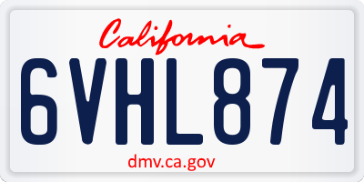 CA license plate 6VHL874