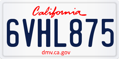 CA license plate 6VHL875