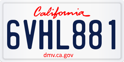 CA license plate 6VHL881