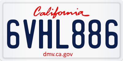 CA license plate 6VHL886