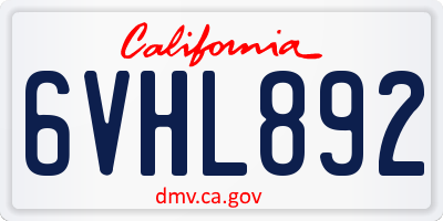 CA license plate 6VHL892