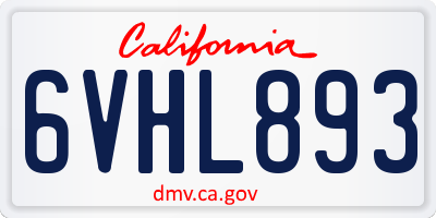 CA license plate 6VHL893