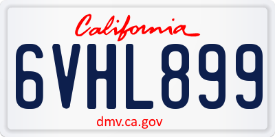 CA license plate 6VHL899