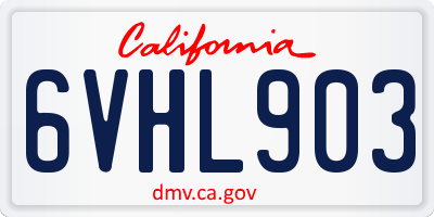 CA license plate 6VHL903