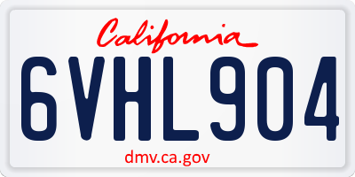 CA license plate 6VHL904
