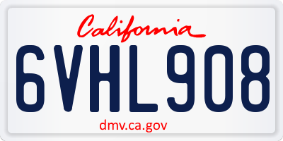 CA license plate 6VHL908