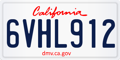 CA license plate 6VHL912