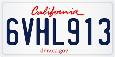 CA license plate 6VHL913