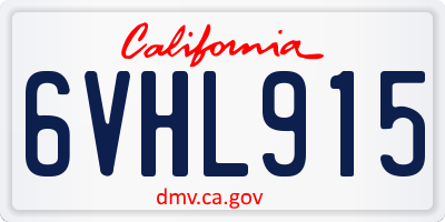 CA license plate 6VHL915