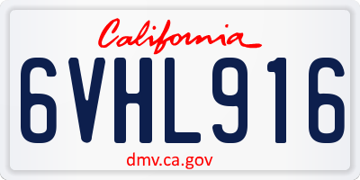 CA license plate 6VHL916