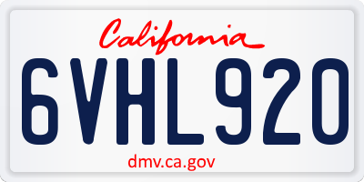 CA license plate 6VHL920