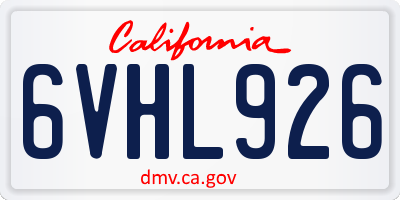 CA license plate 6VHL926