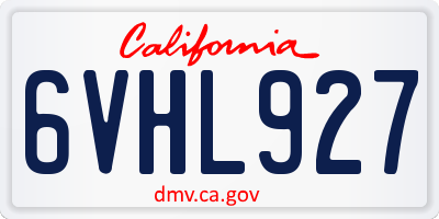 CA license plate 6VHL927