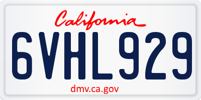 CA license plate 6VHL929