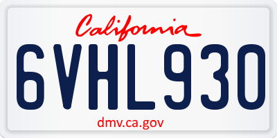 CA license plate 6VHL930