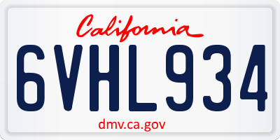 CA license plate 6VHL934