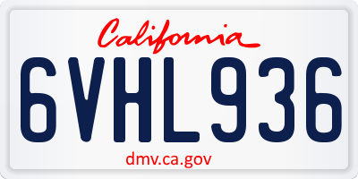 CA license plate 6VHL936