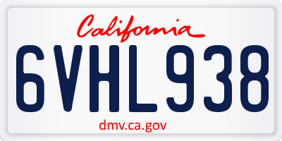 CA license plate 6VHL938