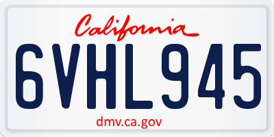 CA license plate 6VHL945