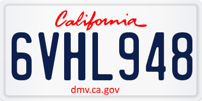 CA license plate 6VHL948