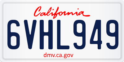 CA license plate 6VHL949